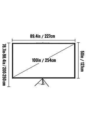 100" 4K HD Tripod Projector Screen with Stand, Indoor Outdoor-100 inch / CZECH REPUBLIC