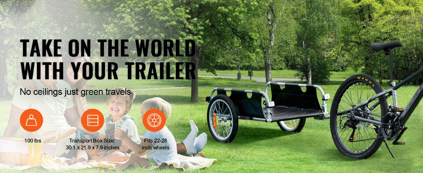 100 lb Bike Cargo Trailer Foldable Wagon with 16" Wheels-100lbs / CZECH REPUBLIC