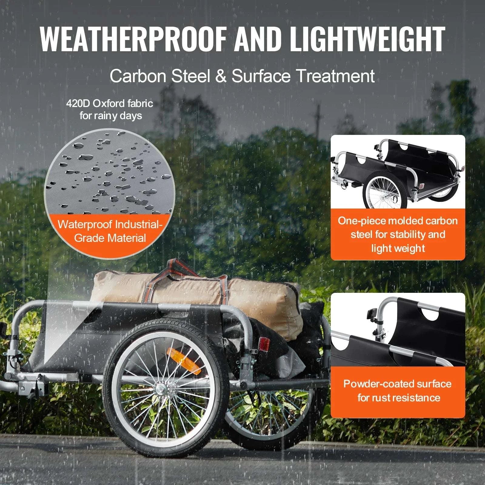 100 lb Bike Cargo Trailer Foldable Wagon with 16" Wheels-100lbs / CZECH REPUBLIC