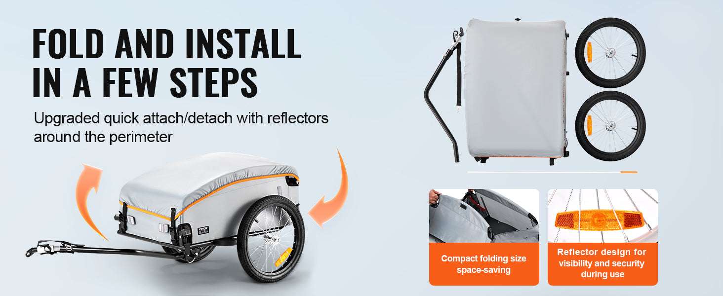 100 lbs Bike Cargo Trailer with Waterproof Cover & Foldable Frame-100lbs / United States