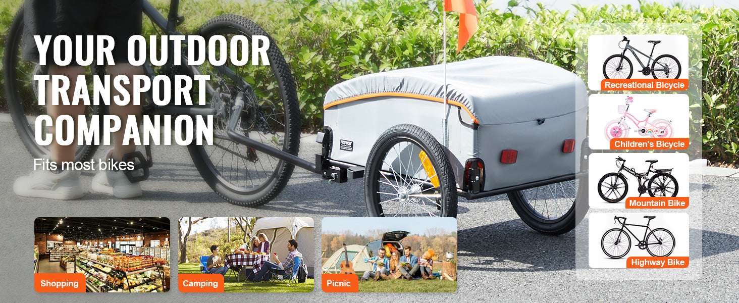 100 lbs Bike Cargo Trailer with Waterproof Cover & Foldable Frame-100lbs / United States