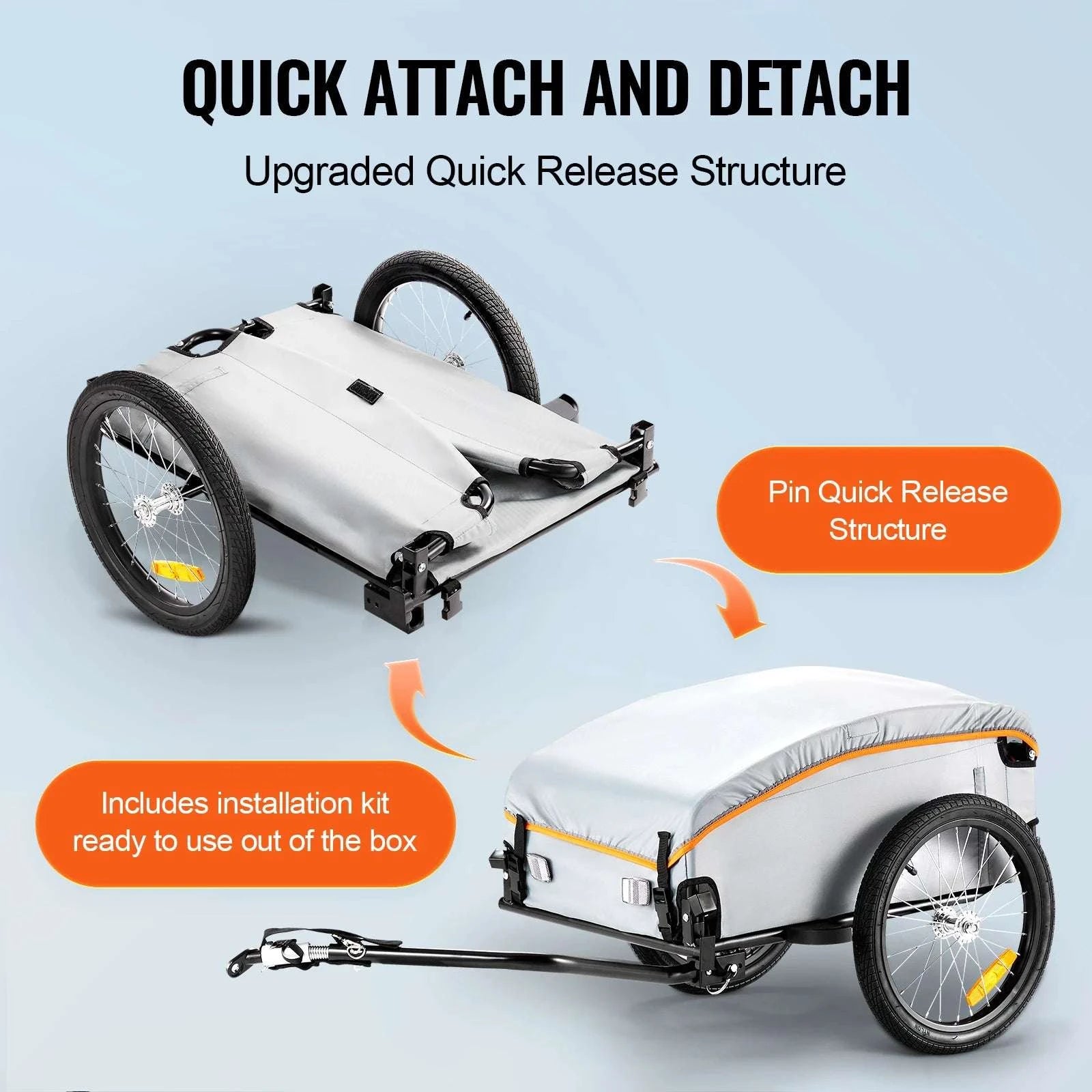 100 lbs Bike Cargo Trailer with Waterproof Cover & Foldable Frame-100lbs / United States