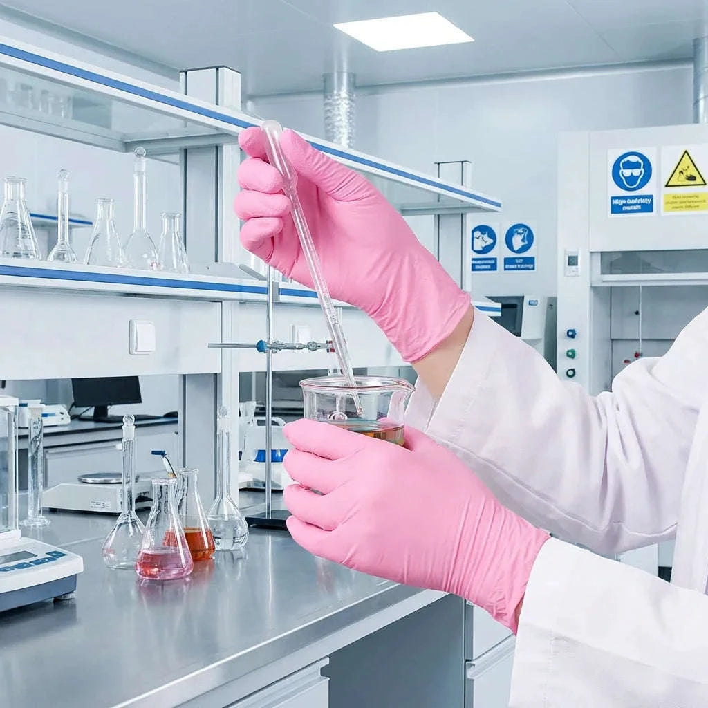 100 Pcs Pink Disposable Nitrile Gloves for Safe Food Handling-United States
