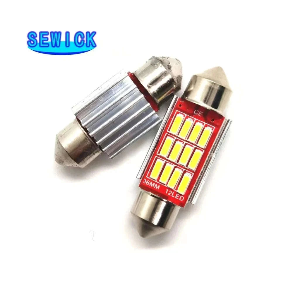 100-Piece Festoon LED Bulb Set for Vehicle Interior 12V White-WHITE / 36mm