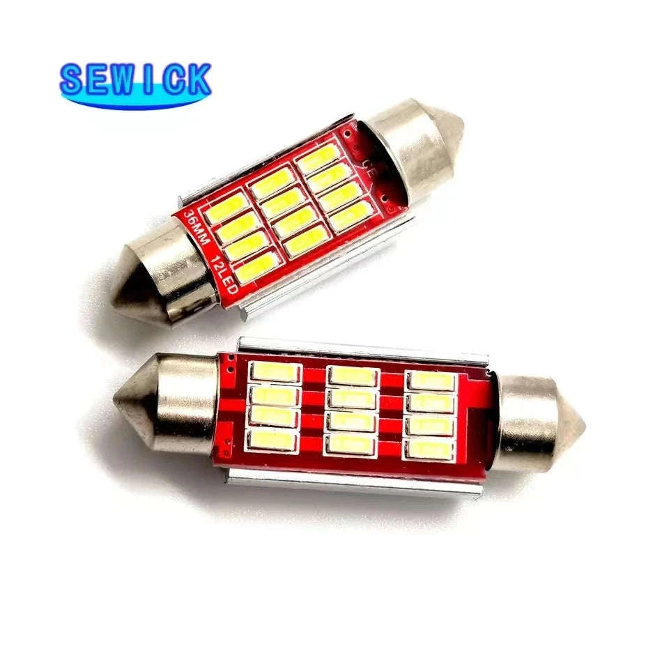 100-Piece Festoon LED Bulb Set for Vehicle Interior 12V White-WHITE / 36mm