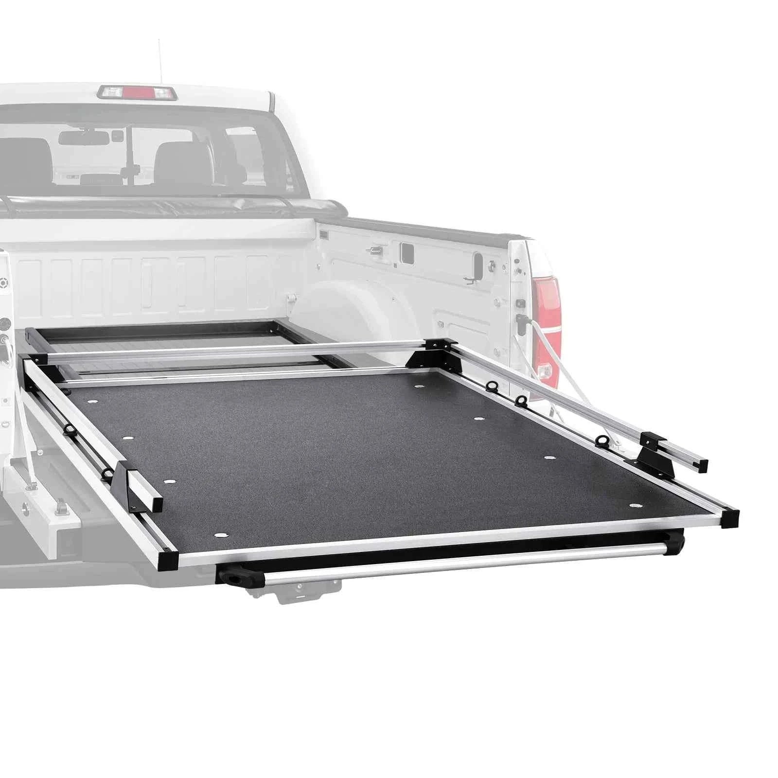 1000 lb Sliding Truck Bed Organizer with 6 Movable Rings and 2-Position Slide-Out Tray-78 x 48 in / United States