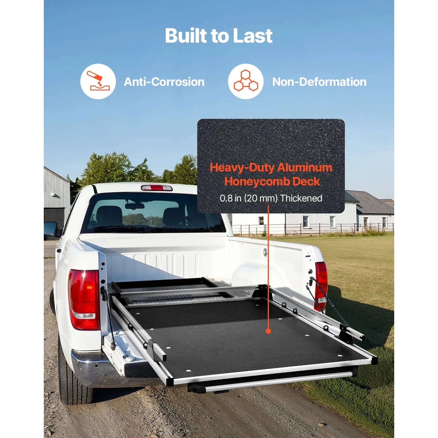 1000 lb Sliding Truck Bed Organizer with 6 Movable Rings and 2-Position Slide-Out Tray-78 x 48 in / United States