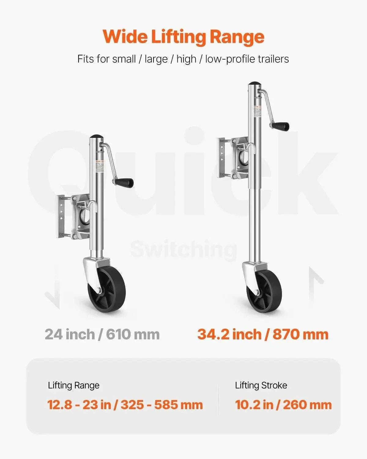 1000 lb Trailer Jack with Wheel, Swivel, 10" Lift for RV & Boat-United States