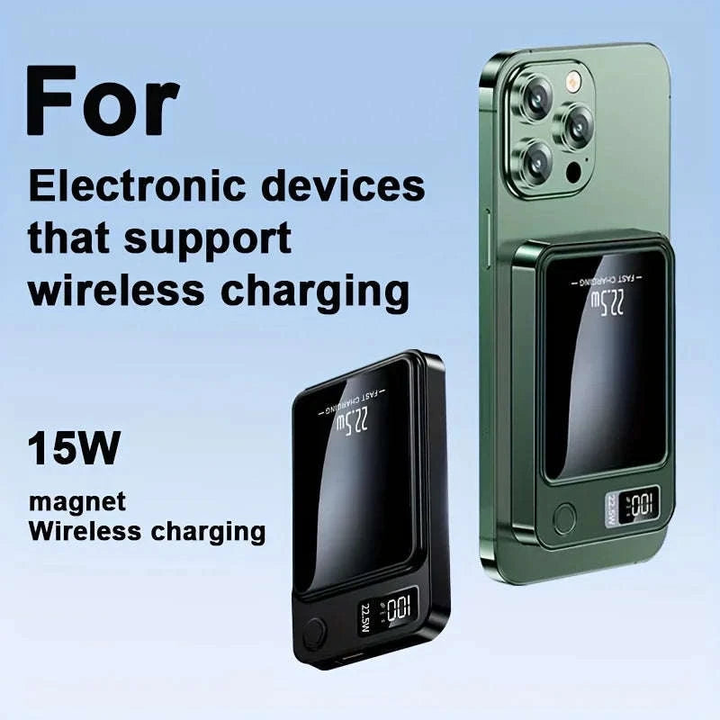 10000mAh Magnetic Wireless Power Bank 22.5W Fast Charging-green / 5000mAh / United States