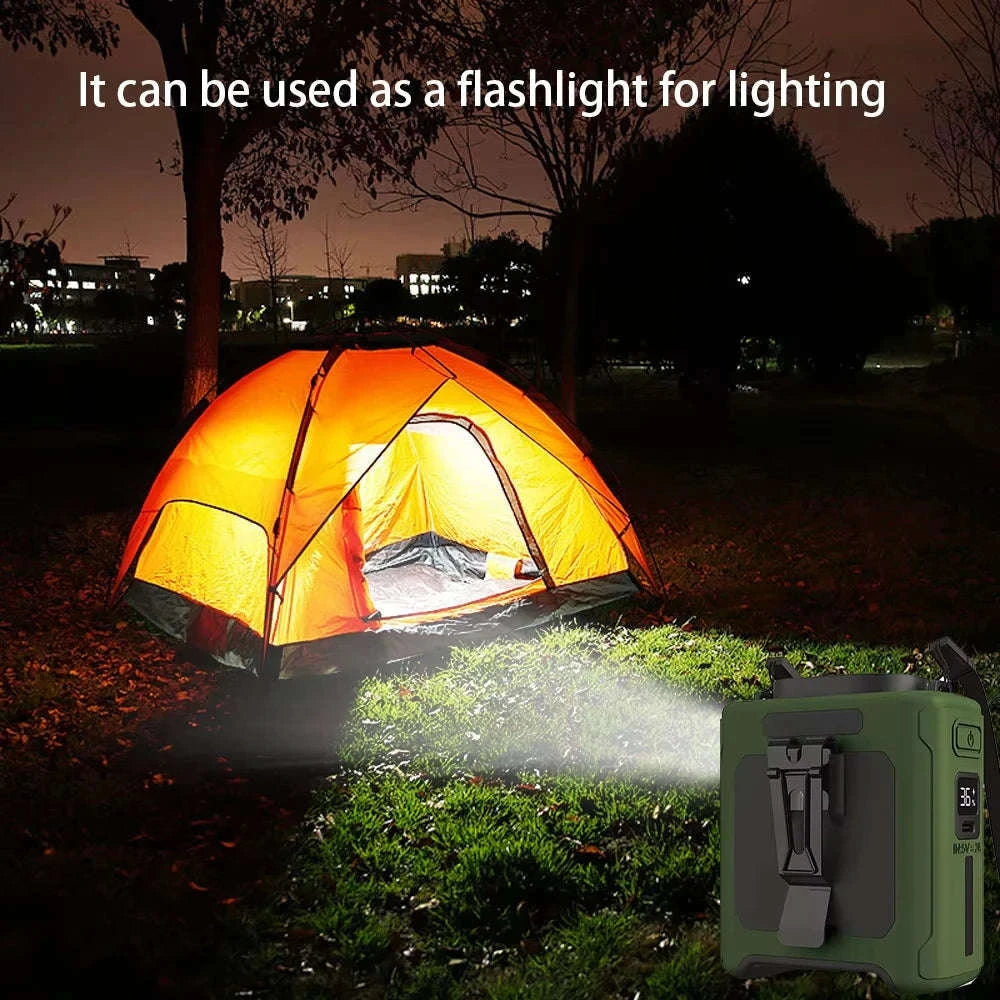 10000mAh Neck-Worn Fan with LED Light and Power Bank-Orange / United States