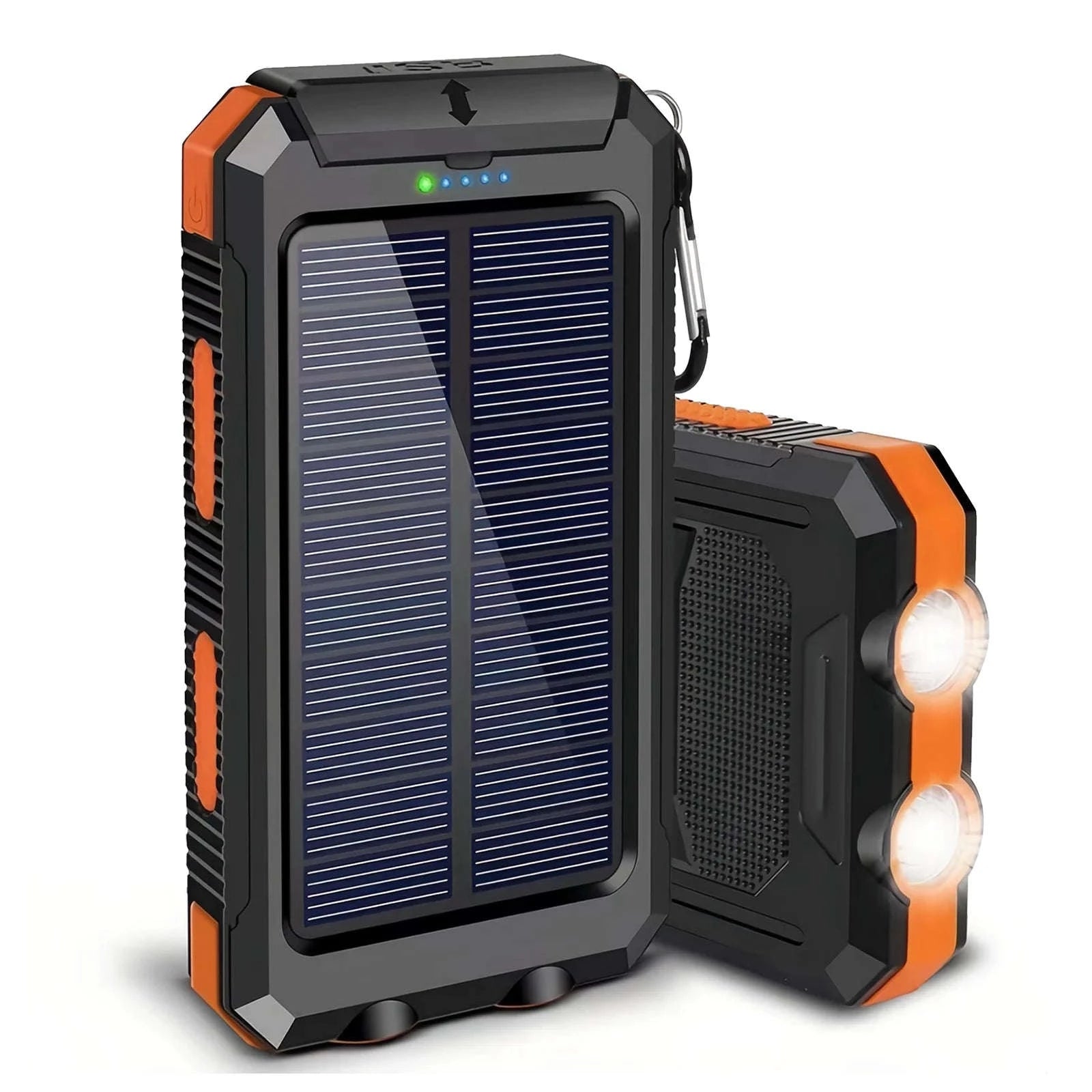 10000mAh Solar Power Bank with Dual USB, LED Flashlight & Waterproof Design-Green Color / United States