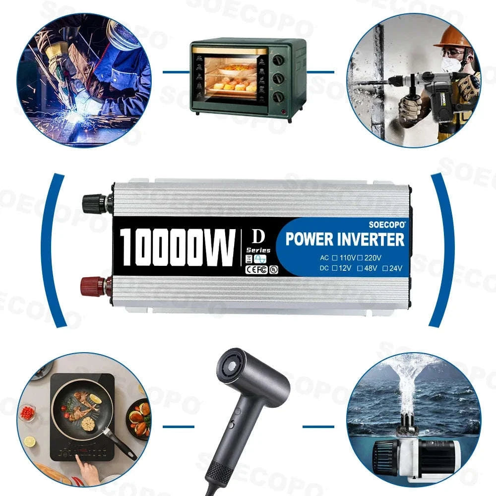 10000W DC to AC Power Inverter 12V 24V 48V to 220V with USB Port and Protection Features-12V TO 110V / China Mainland