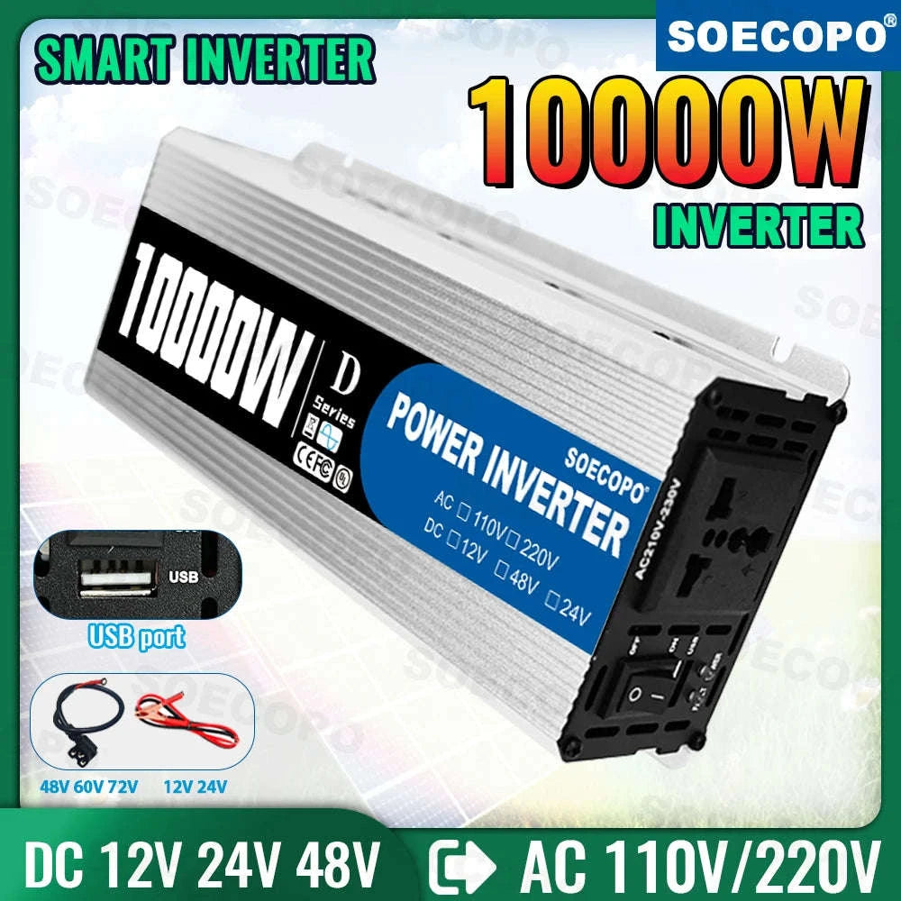 10000W DC to AC Power Inverter 12V 24V 48V to 220V with USB Port and Protection Features-12V TO 110V / China Mainland