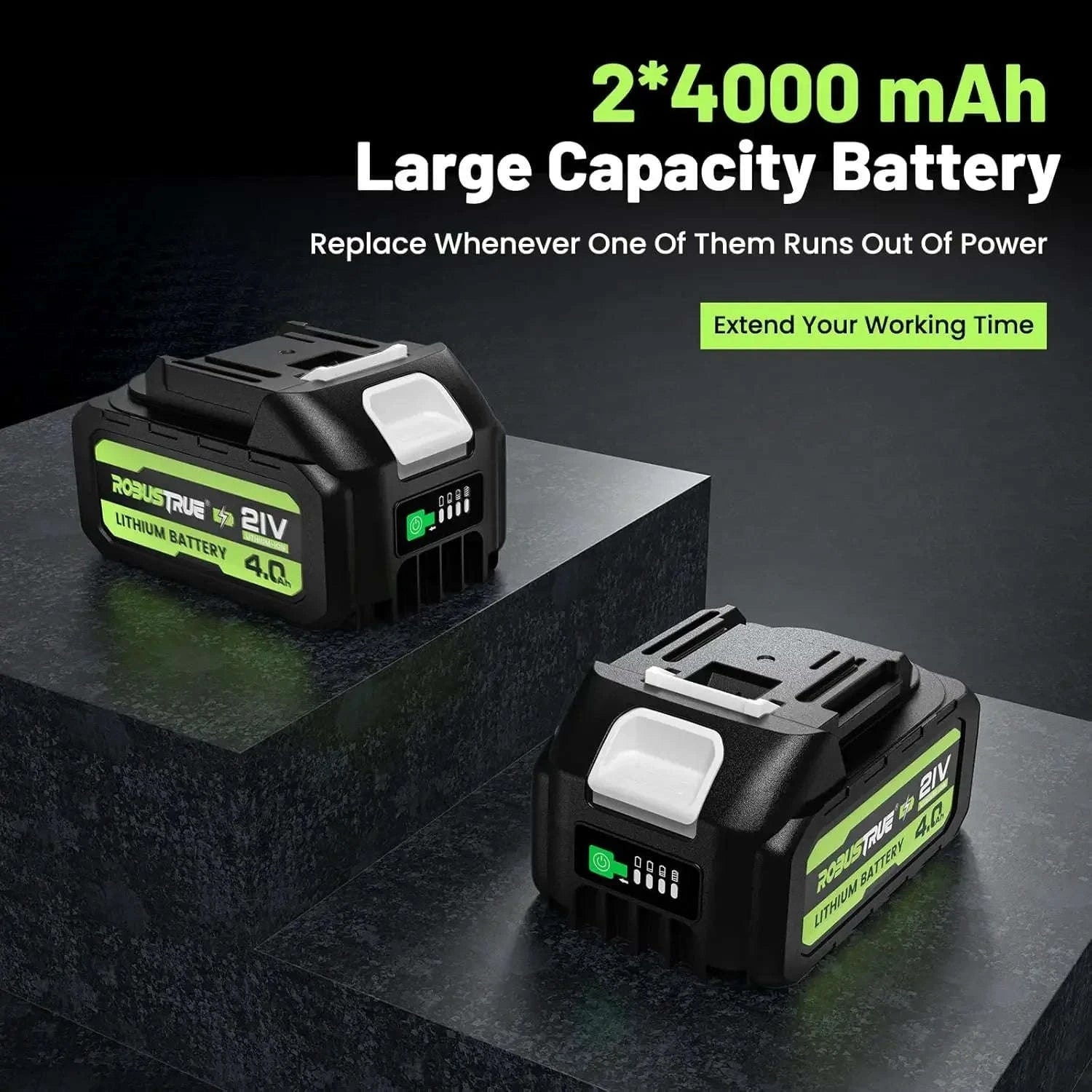 1000N.m Brushless Cordless Impact Wrench with 2 x 4.0Ah Batteries-Full Kit 2 BAT / United States