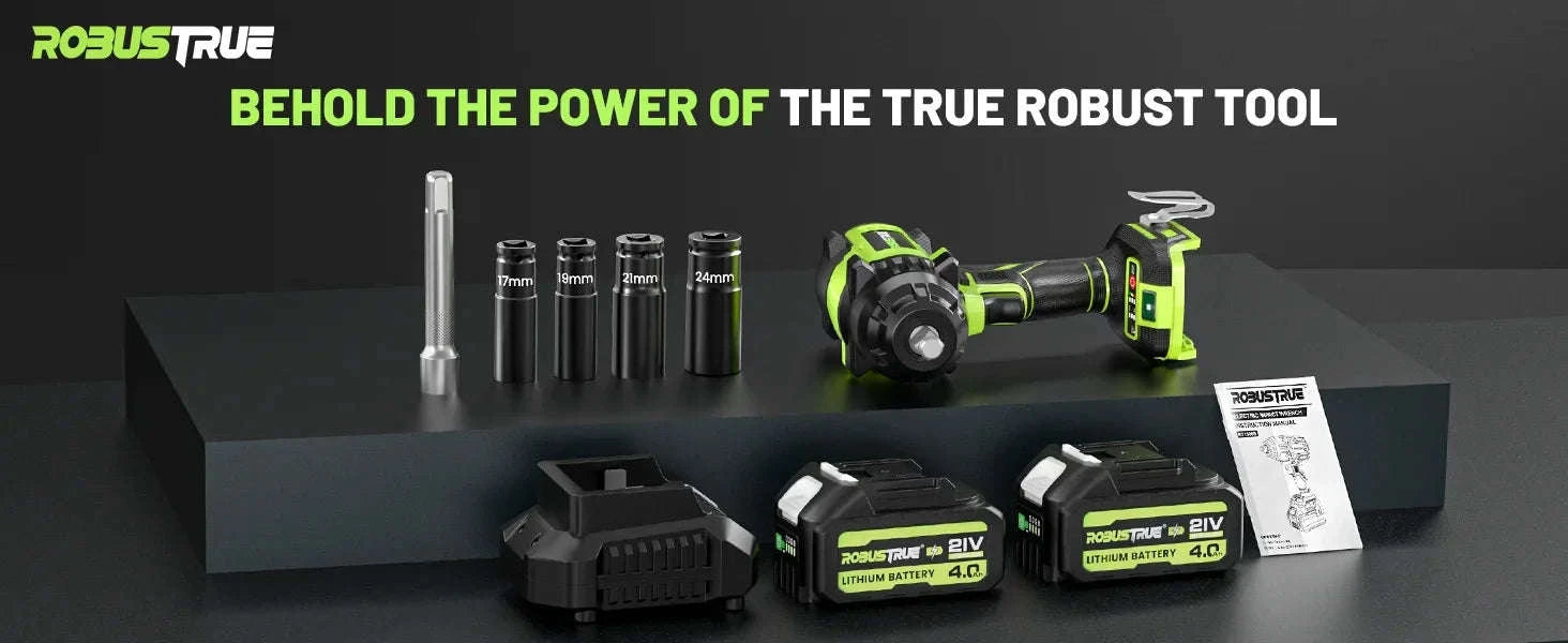 1000N.m Brushless Cordless Impact Wrench with 2 x 4.0Ah Batteries-Full Kit 2 BAT / United States