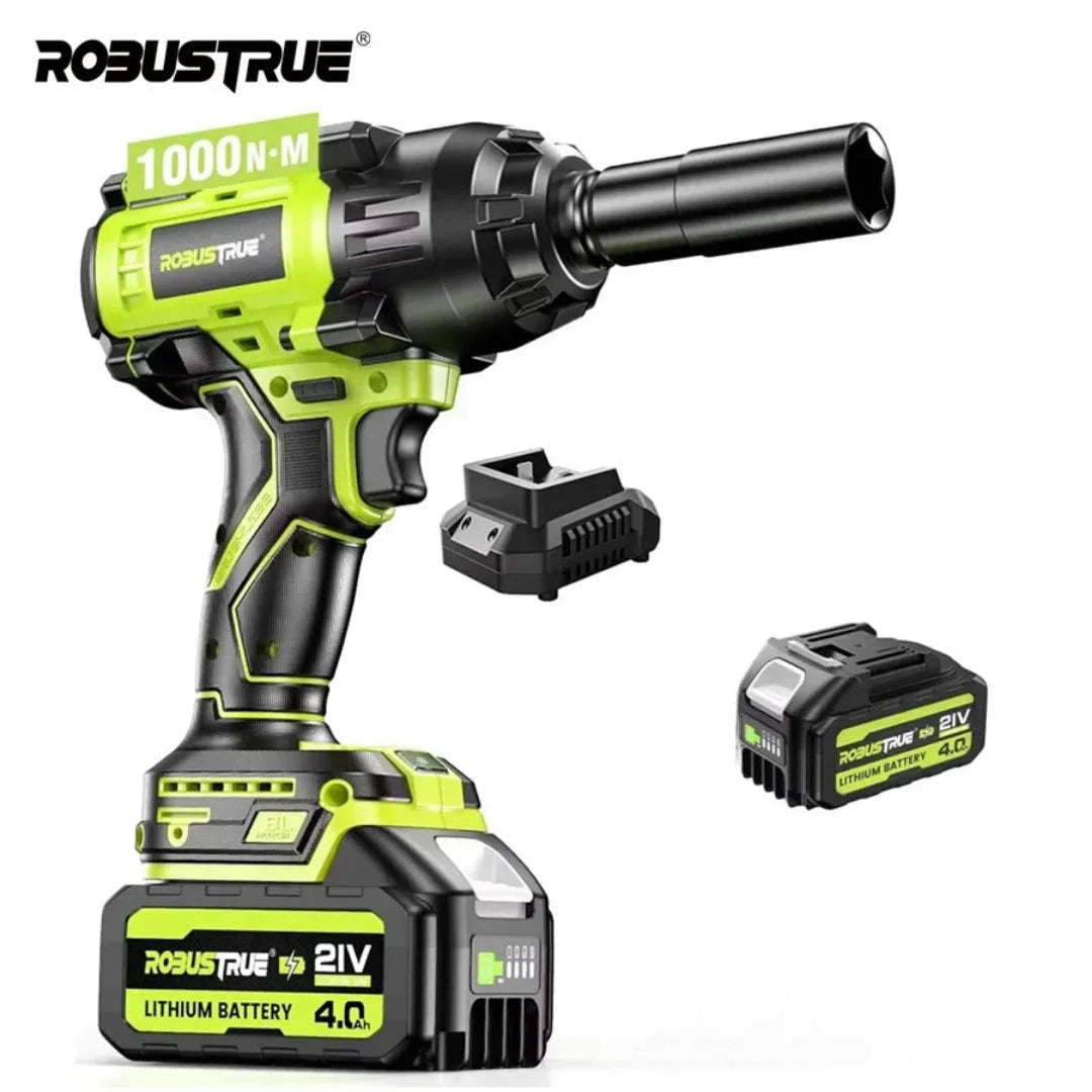 1000N.m Brushless Cordless Impact Wrench with 2 x 4.0Ah Batteries-Full Kit 2 BAT / United States