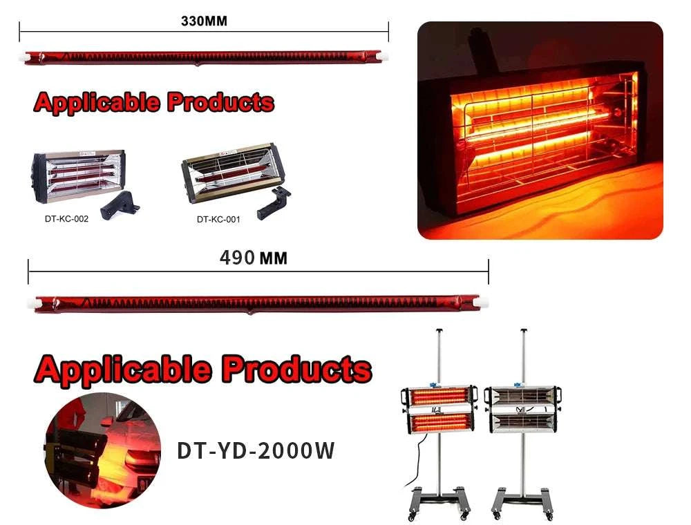 1000W Infrared Halogen Heating Lamp for Paint Drying & Curing-Red 330mm / 220V / China Mainland