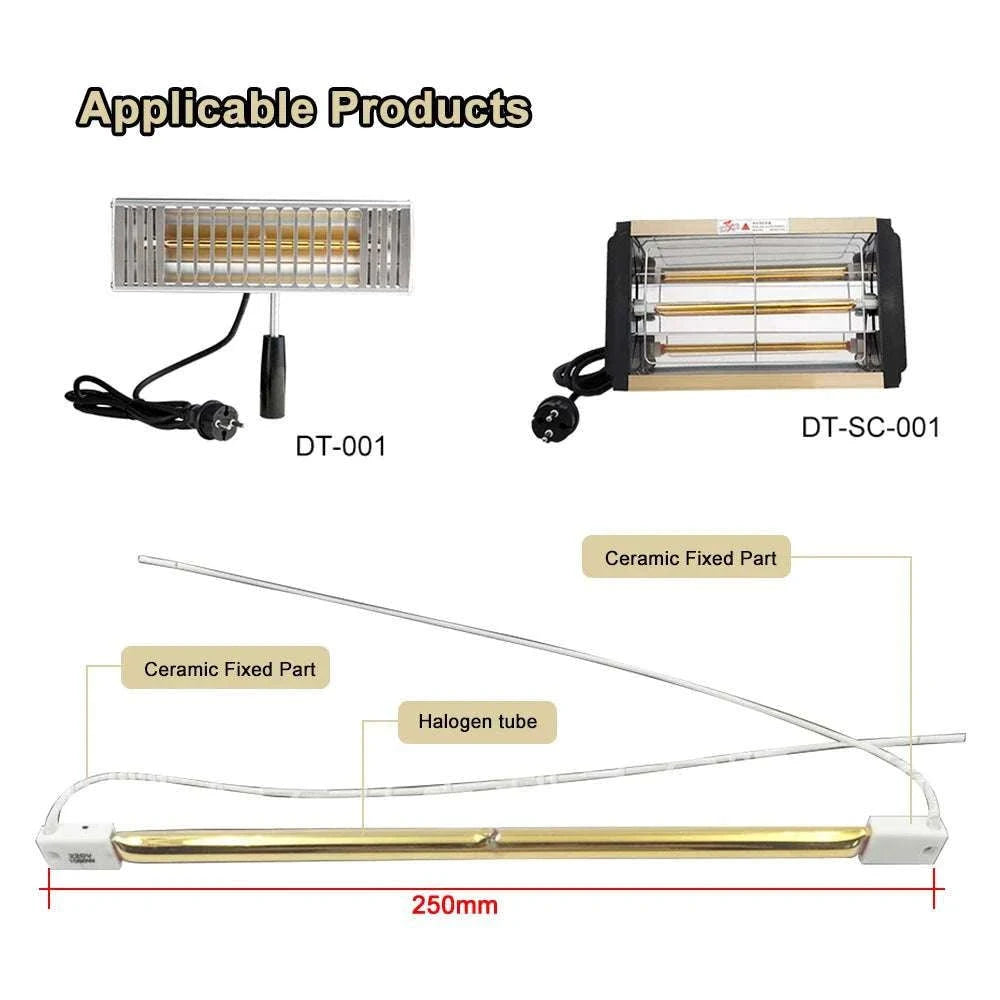 1000W Infrared Halogen Heating Lamp for Paint Drying & Curing-Red 330mm / 220V / China Mainland