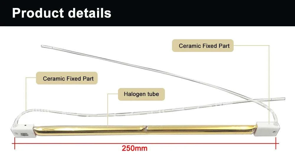 1000W Infrared Halogen Heating Lamp for Paint Drying & Curing-Red 330mm / 220V / China Mainland