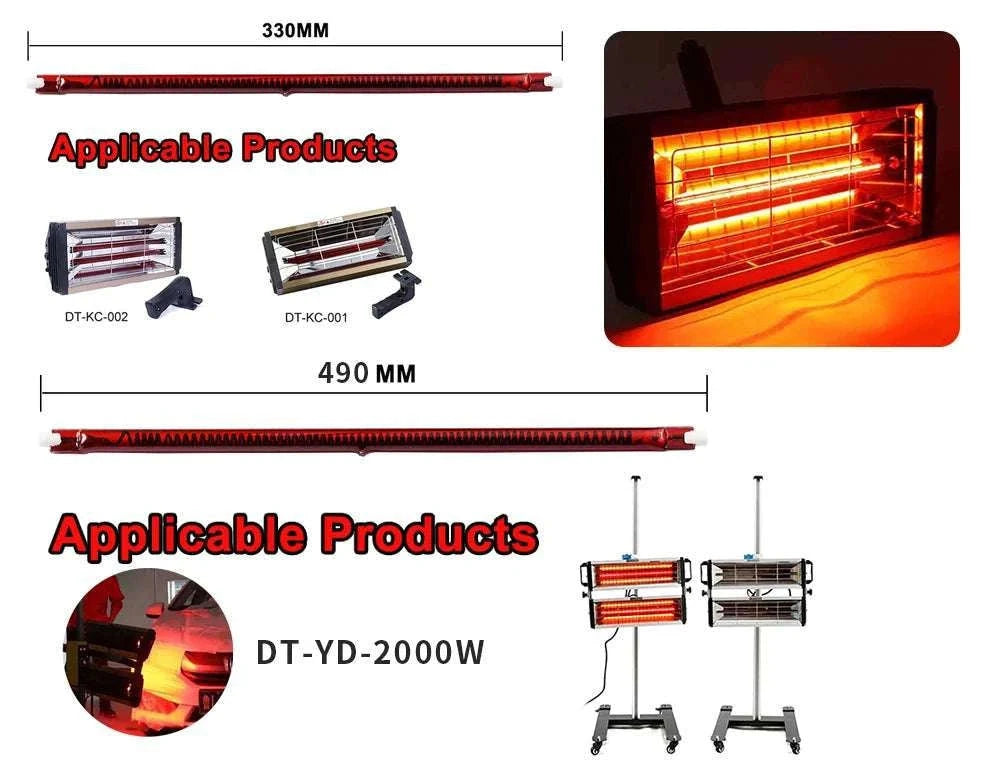 1000W Infrared Halogen Heating Lamp for Paint Drying & Curing-Red 330mm / 220V / China Mainland