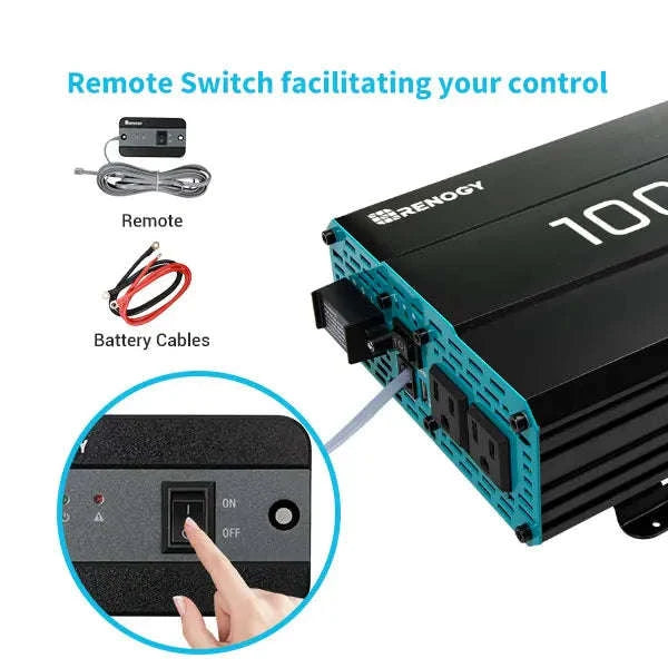1000W Pure Sine Wave Inverter 12V DC to 120V AC Converter-United States