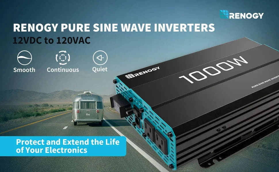 1000W Pure Sine Wave Inverter 12V DC to 120V AC Converter-United States