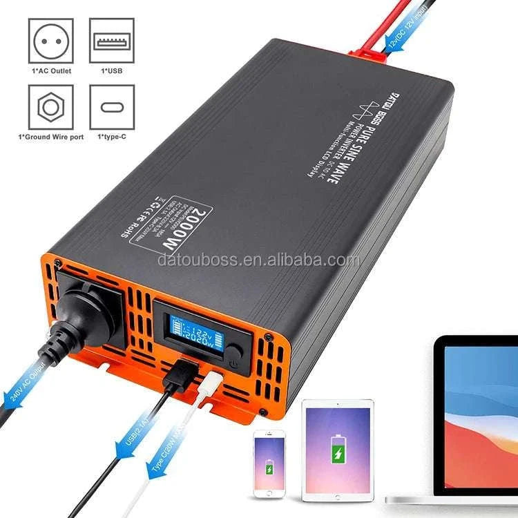 1000W Pure Sine Wave Power Inverter 12V/24V/48V to 120V/220V-PSW 24V 2000W