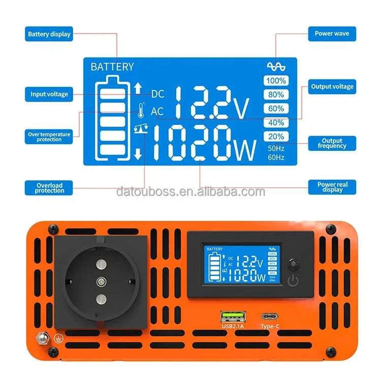 1000W Pure Sine Wave Power Inverter 12V/24V/48V to 120V/220V-PSW 24V 2000W