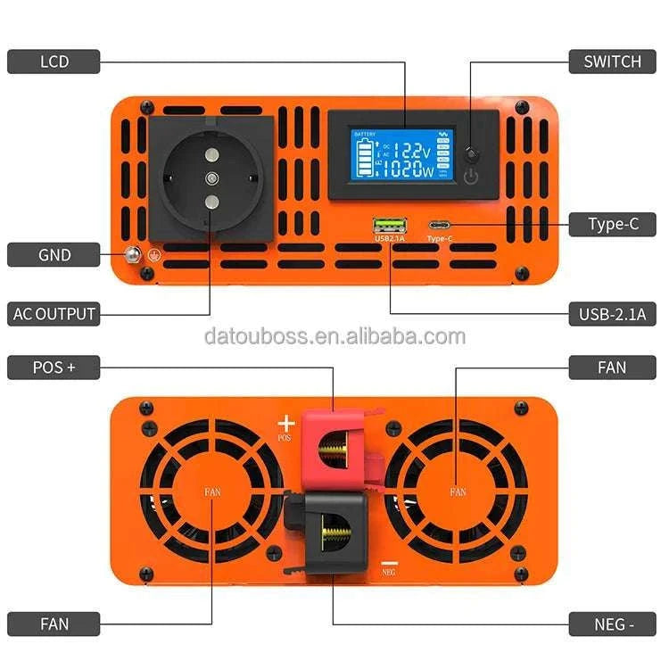 1000W Pure Sine Wave Power Inverter 12V/24V/48V to 120V/220V-PSW 24V 2000W