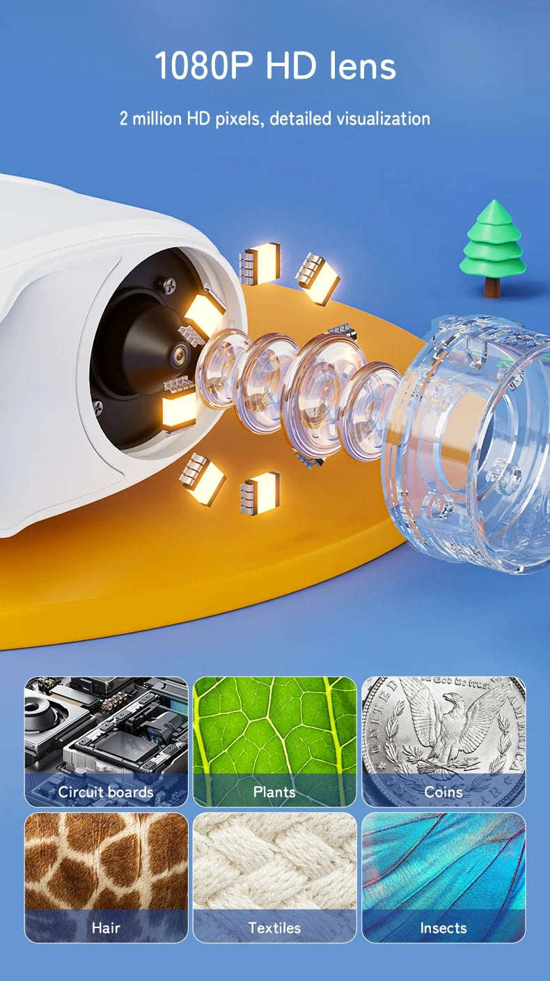 1000X Handheld Microscope for Kids with Screen-Pink / 1000X