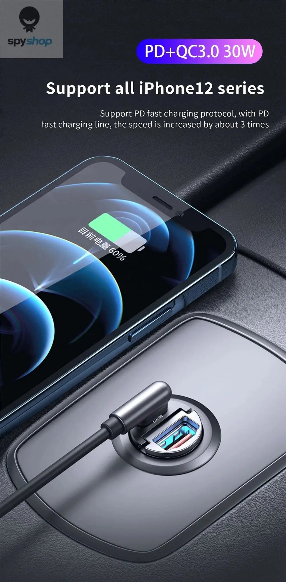 100W/200W QC3.0 PD Mini Car Charger 12-24V Lighter Fast Charging Car USB Type C Charger for Xiaomi Samsung Huawei iPhone Power Spy-shop.com