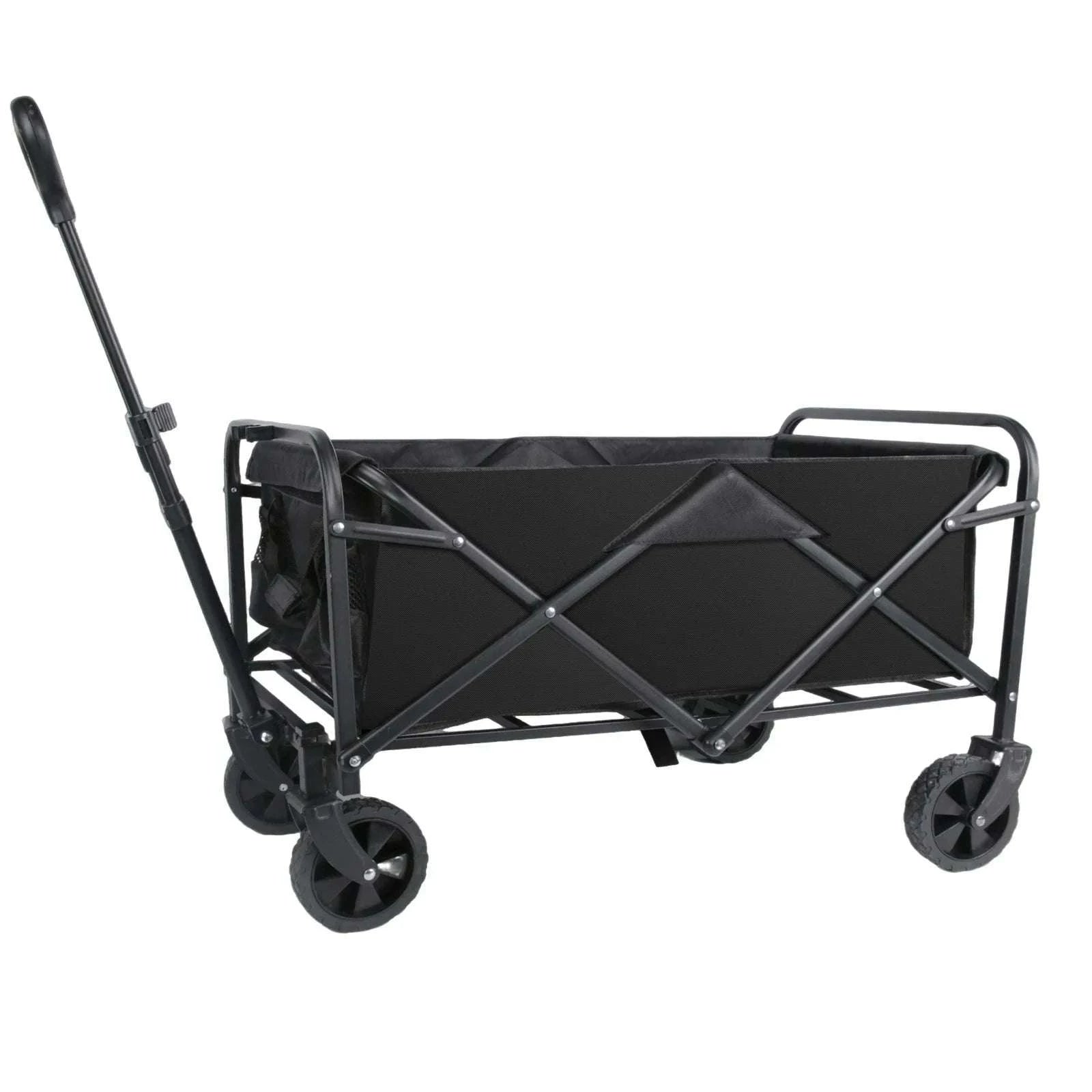 100L Foldable Wagon Cart with Wheels 75kg Load Outdoor Trolley-black / france
