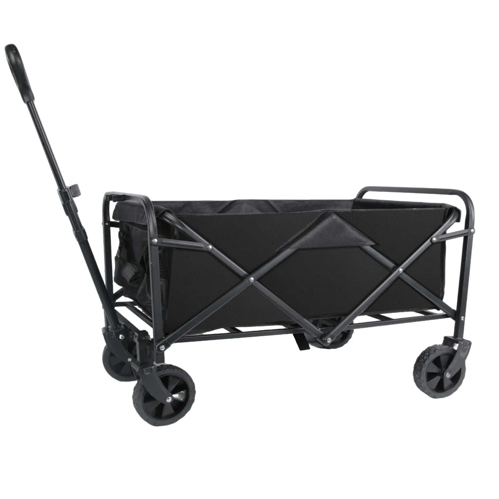 100L Foldable Wagon Cart with Wheels 75kg Load Outdoor Trolley-black / france