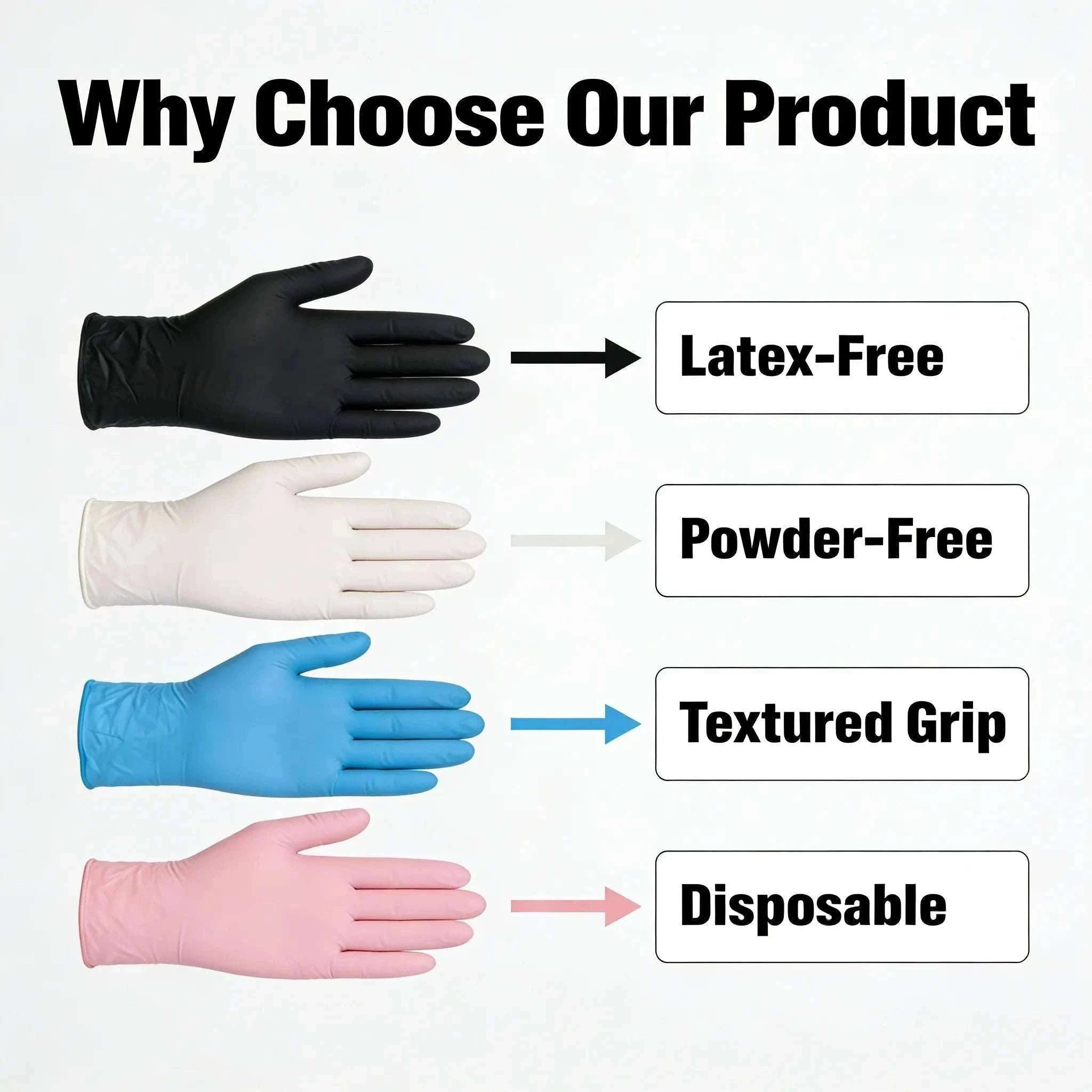 100PCS Black Disposable Cleaning Gloves for Salon, Tattoo & Dishwashing-Pink / M / United States
