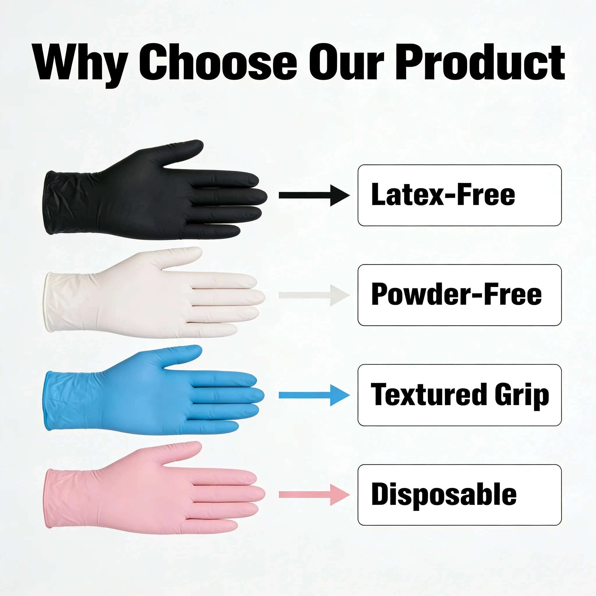 100PCS Black Disposable Cleaning Gloves for Salon, Tattoo & Dishwashing-Pink / M / United States