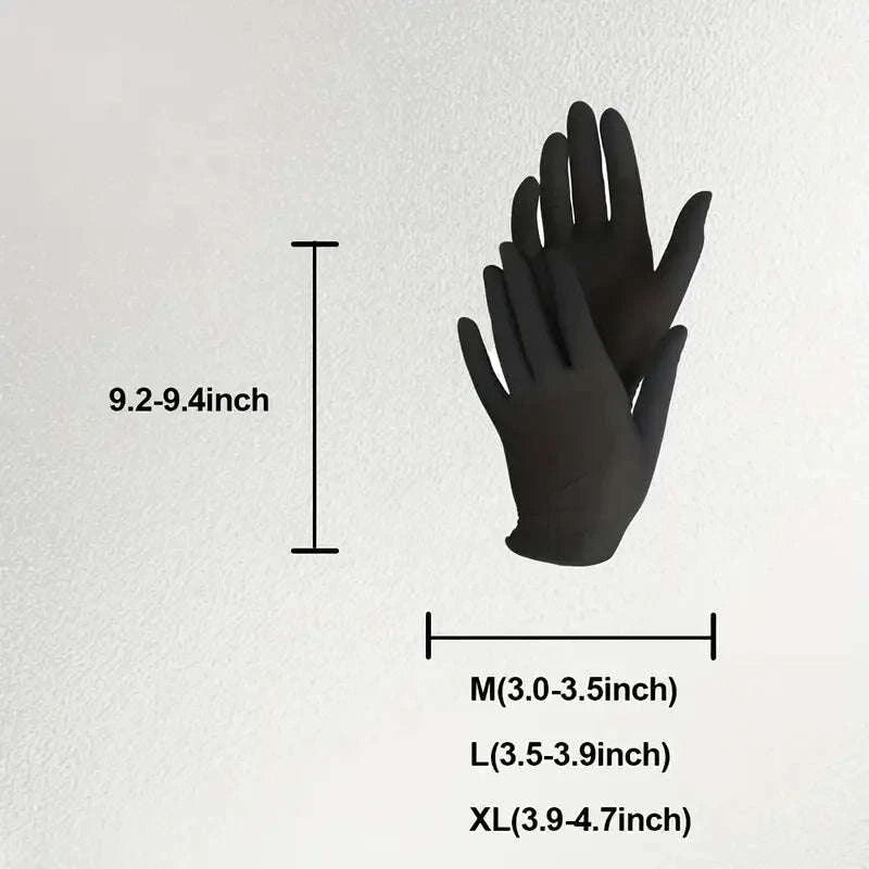 100pcs Disposable Kitchen Gloves 25x13cm Food Contact Safe Black-United States