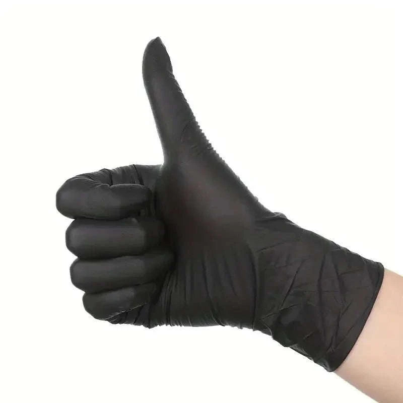 100pcs Disposable Kitchen Gloves 25x13cm Food Contact Safe Black-United States