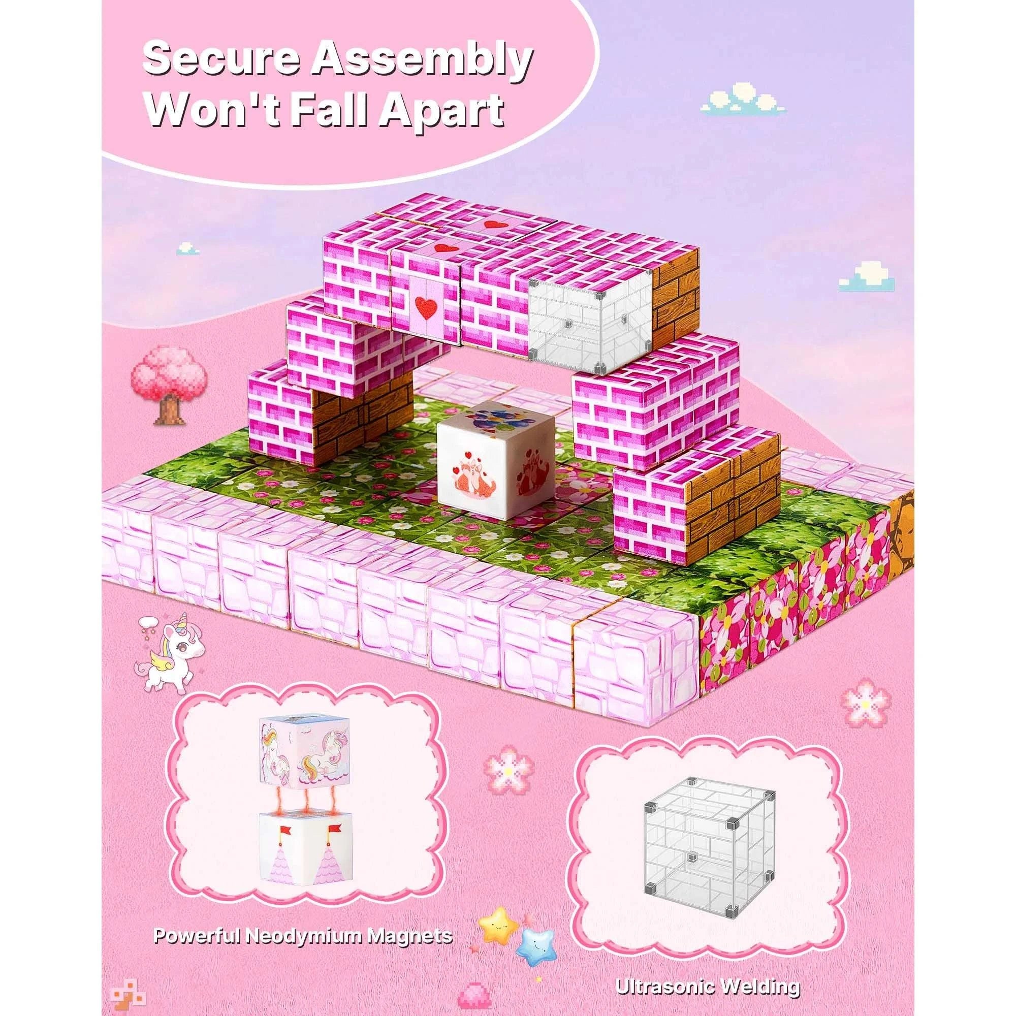 100PCS Magnetic Building Blocks Princess Castle STEM Toy Set-100 pcs / france