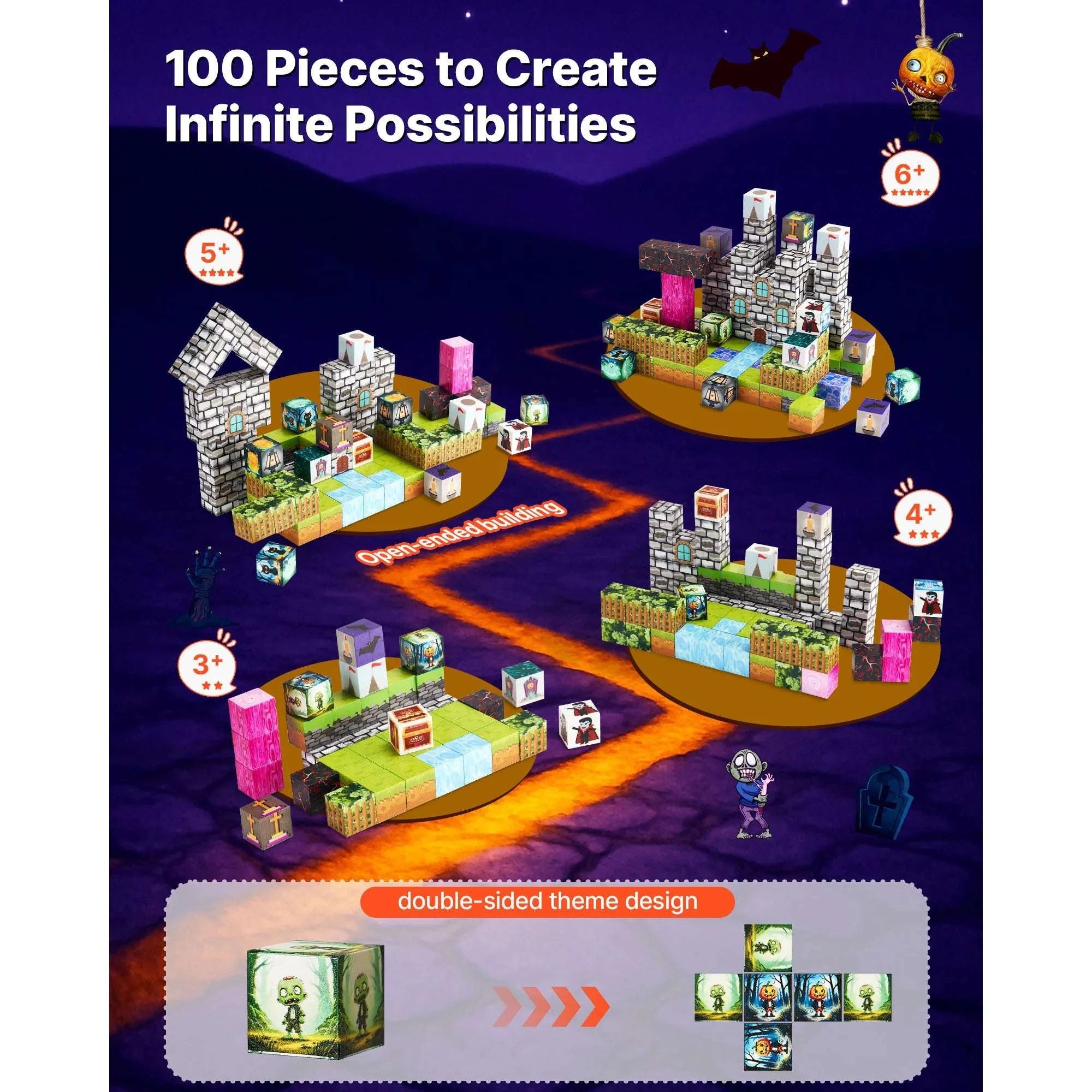 100PCS Magnetic Building Blocks Set for Kids Creative Play-100pcs / UNITED KINGDOM
