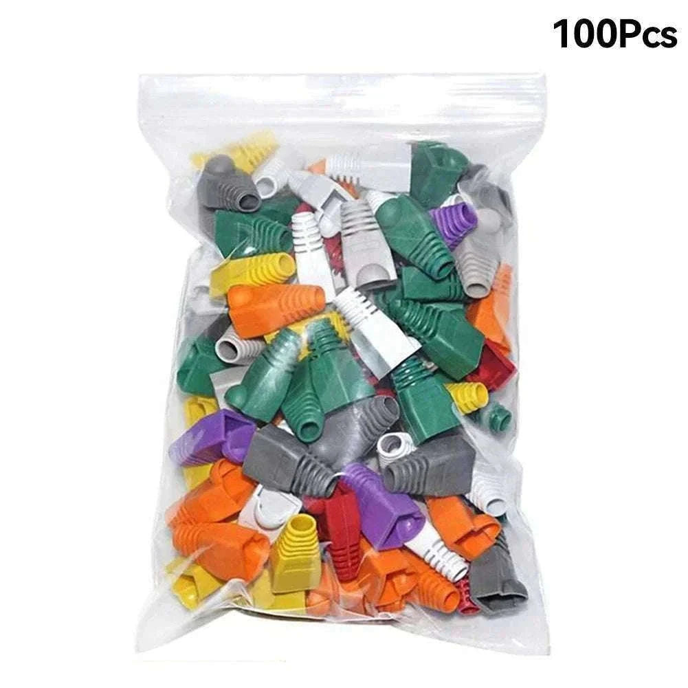 100pcs RJ45 Cable Boots for CAT5E and CAT6 Connectors-Yellow