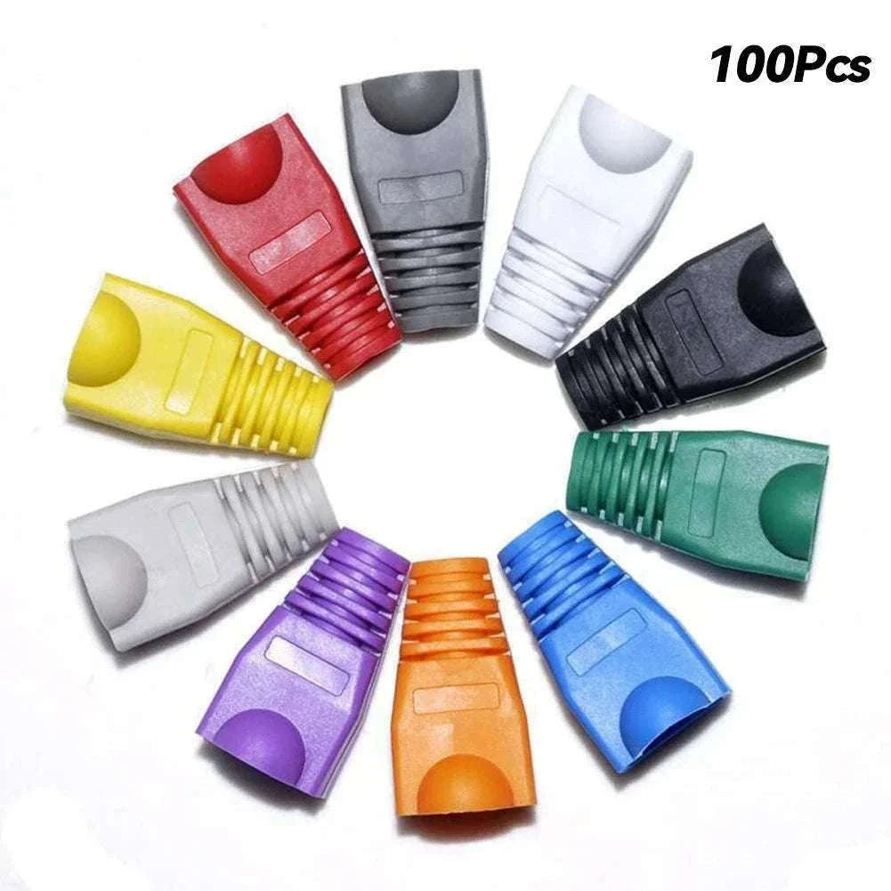 100pcs RJ45 Cable Boots for CAT5E and CAT6 Connectors-Yellow