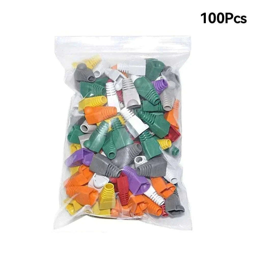 100pcs RJ45 Cable Boots for CAT5E and CAT6 Connectors-Yellow