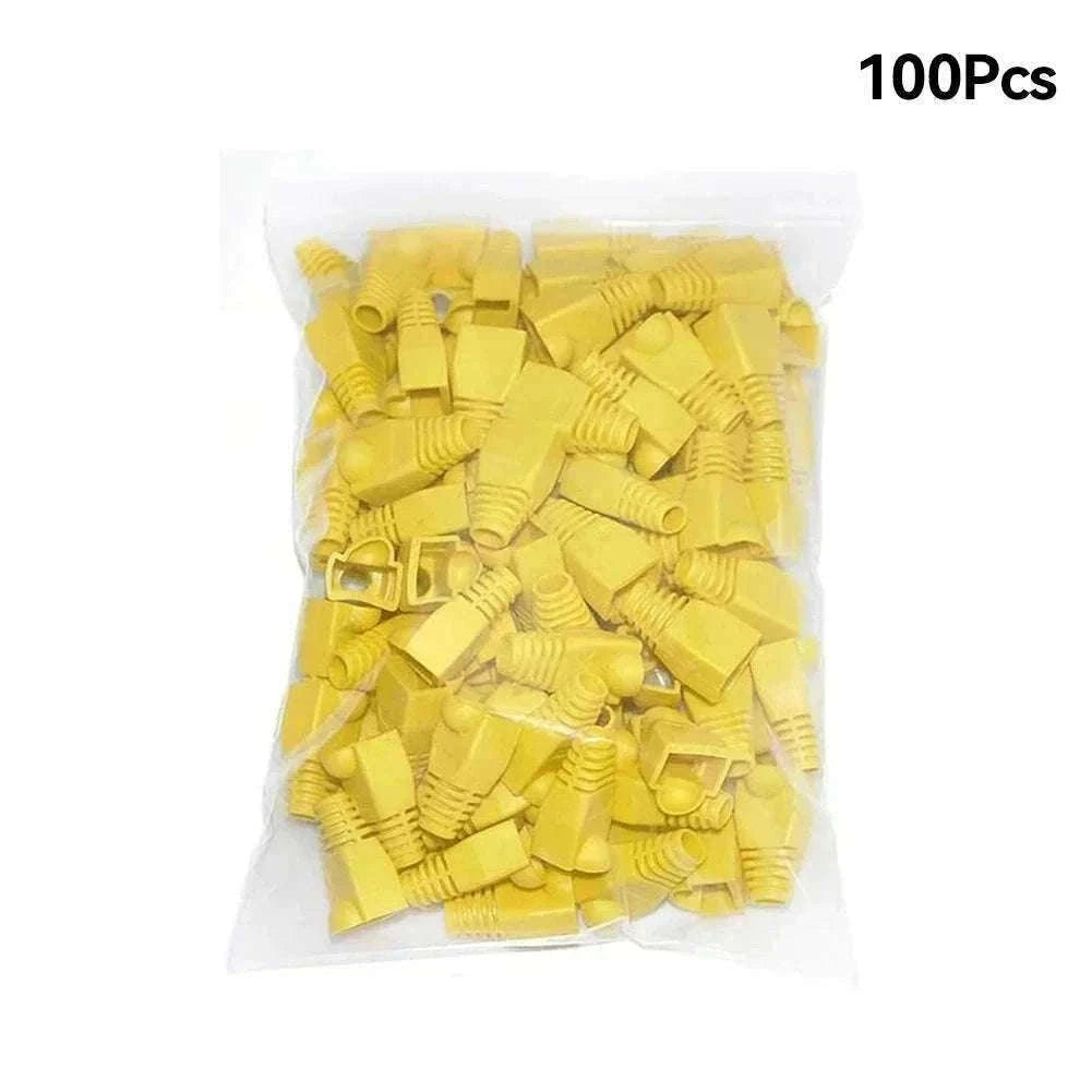 100pcs RJ45 Cable Boots for CAT5E and CAT6 Connectors-Yellow