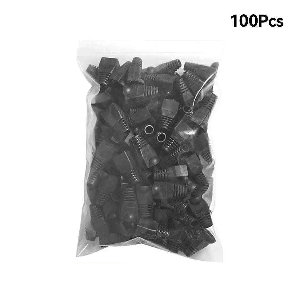 100pcs RJ45 Cable Boots for CAT5E and CAT6 Connectors-Yellow