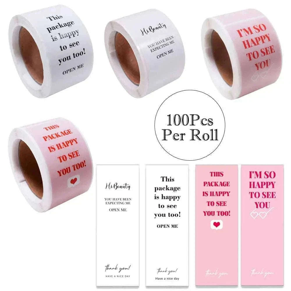 100pcs Thank You Stickers Roll for Small Business Packaging-Style03