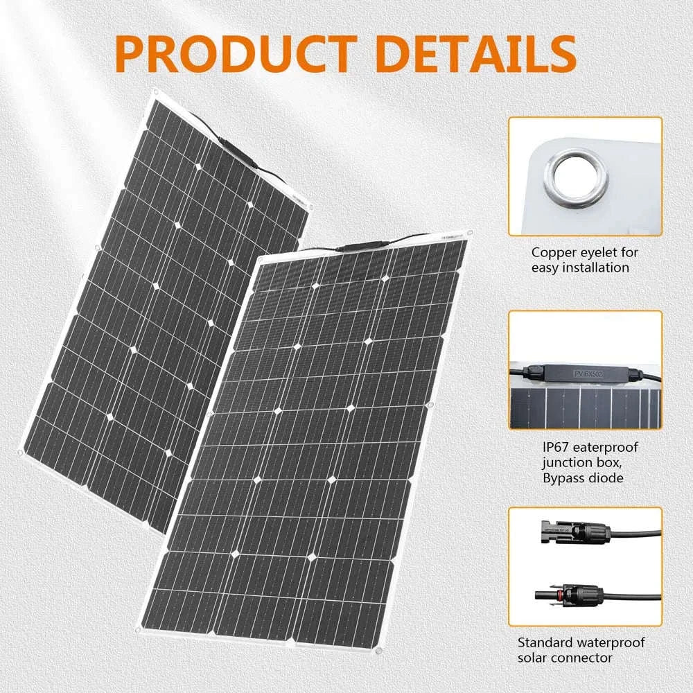 100W Flexible Monocrystalline Solar Panel Waterproof 12V Battery Charger-100w solar panel / Russian Federation