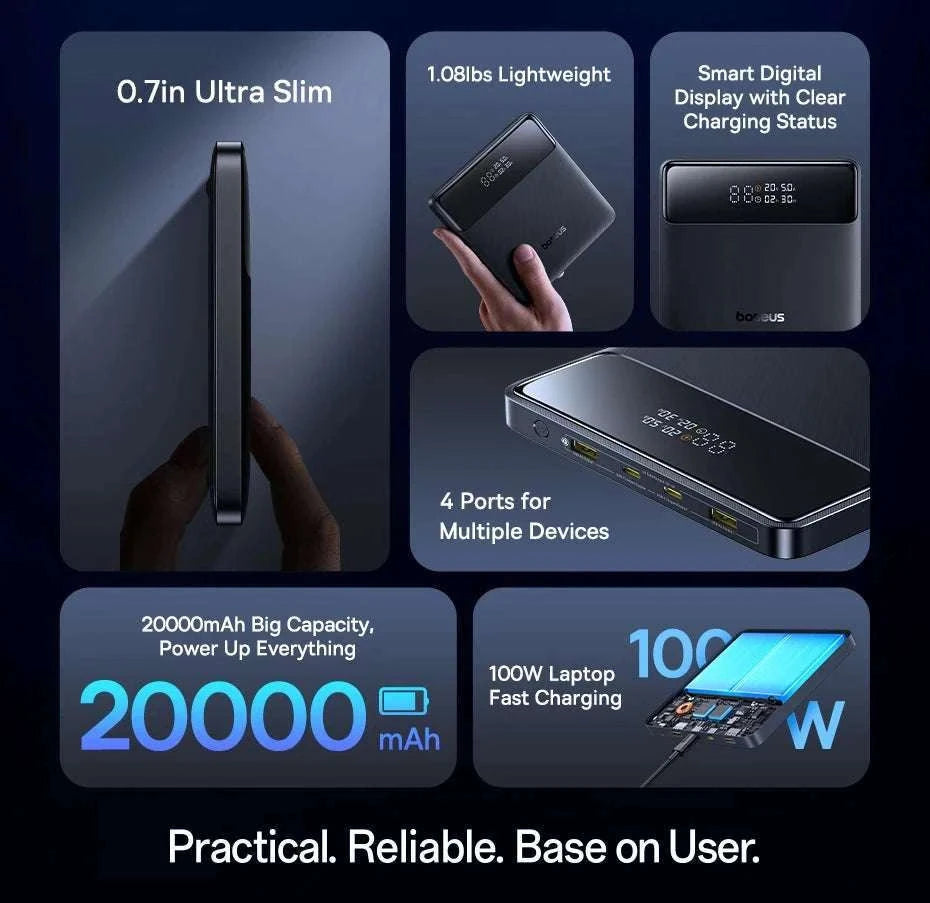 100W Power Bank 20000mAh Fast Charging for Laptops & Phones-Black / 20000mAh / China Mainland