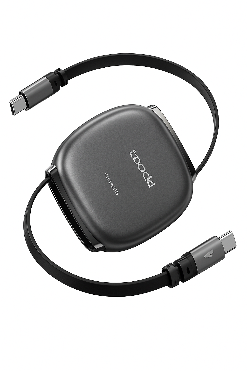100W Uittrekbare USB-C Snelladerkabel met Magnetische Opberging