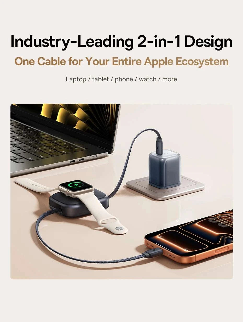 100W Retractable USB-C Fast Charging Cable with Magnetic Design-White / 0.9m / Type-C to Type-C