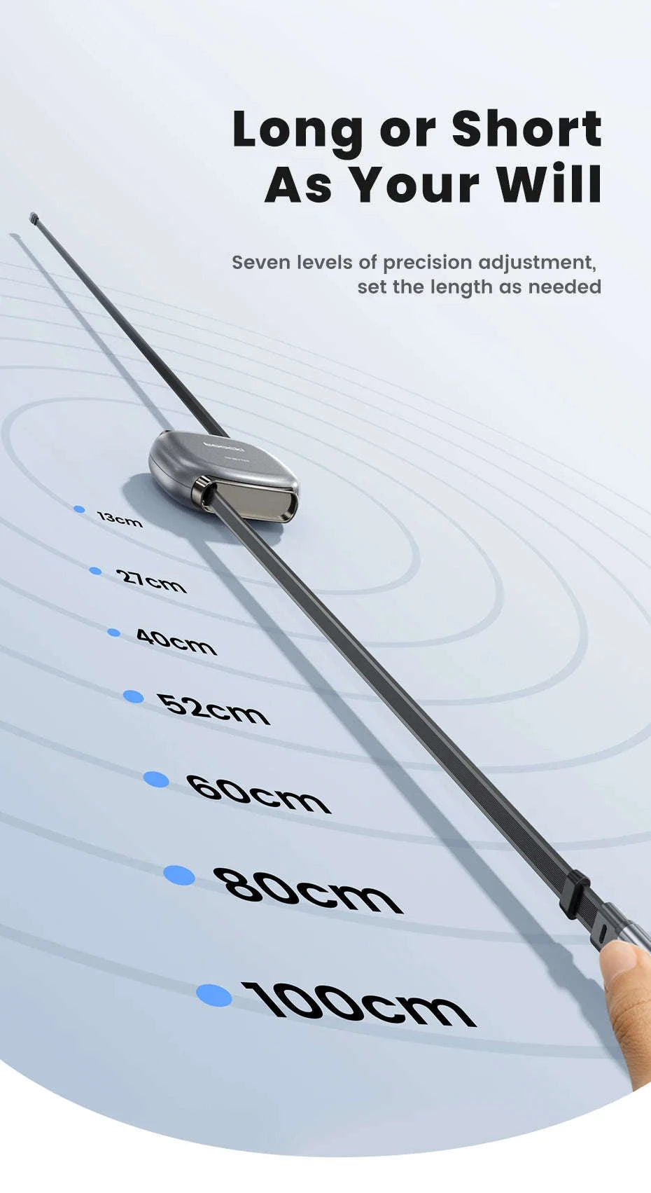 100W Retractable USB-C Fast Charging Cable with Magnetic Storage-Grey / 1m